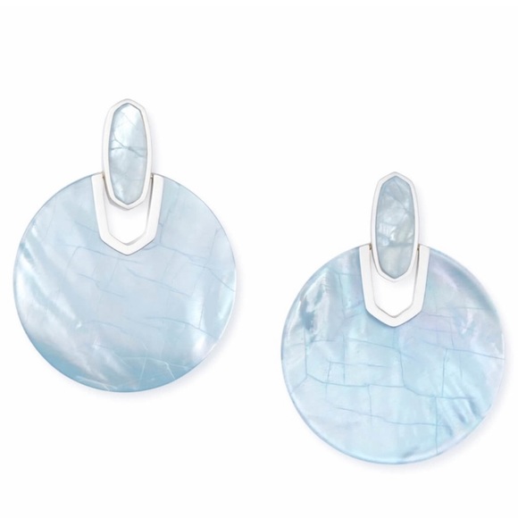 Kendra Scott Jewelry - Kendra Scott Didi Bright Silver Statement Earrings in Sky Blue Illusion